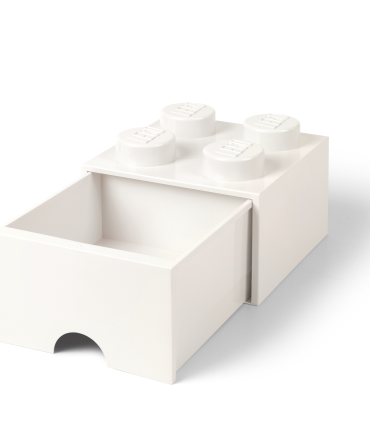 4-Stud Brick Drawer – White