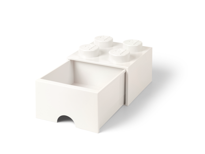 4-Stud Brick Drawer – White